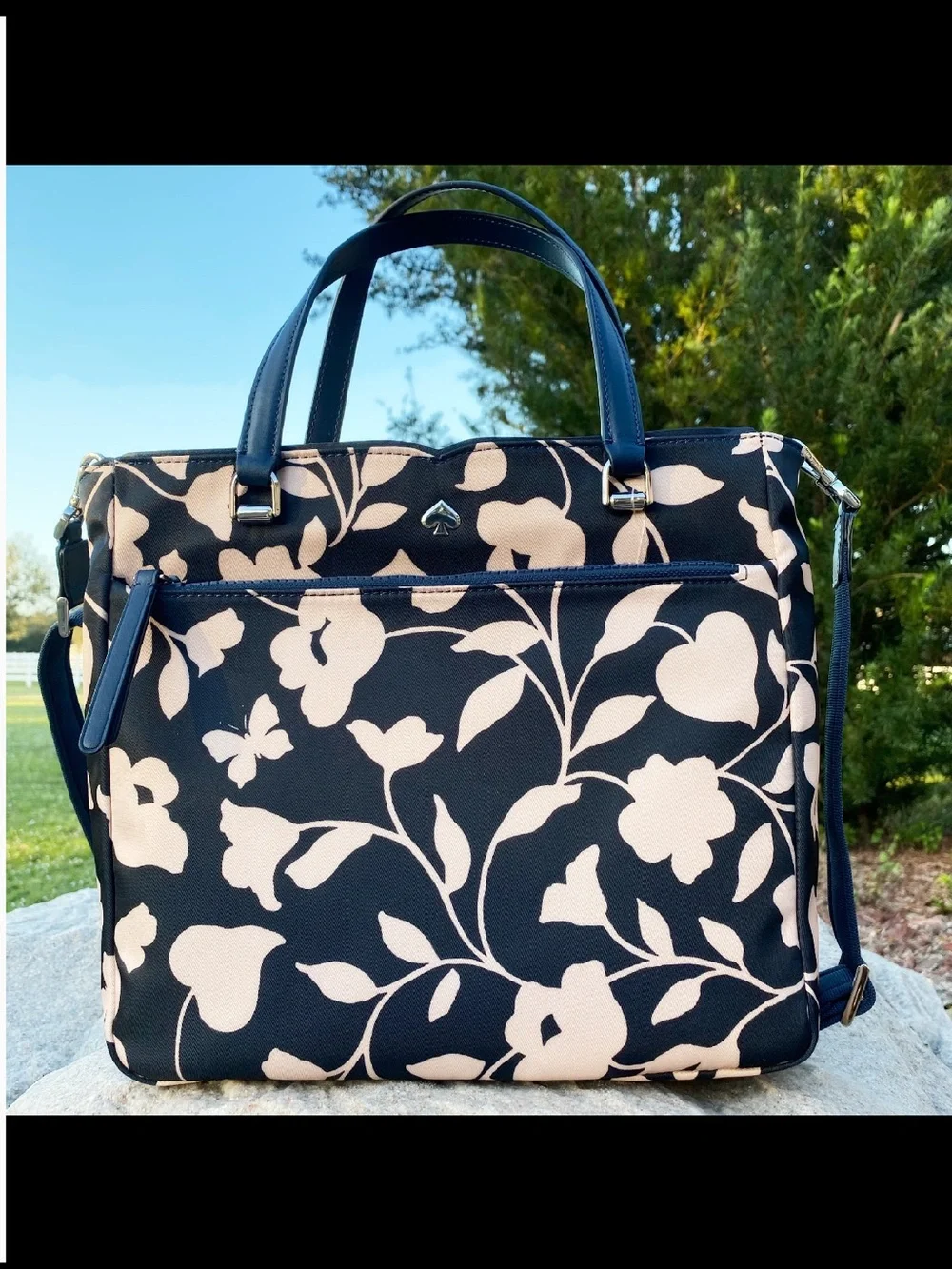 Kate Spade Jae Garden Vine Medium Nylon Satchel Crossbody Nightcap Multi - Picture 4 of 5